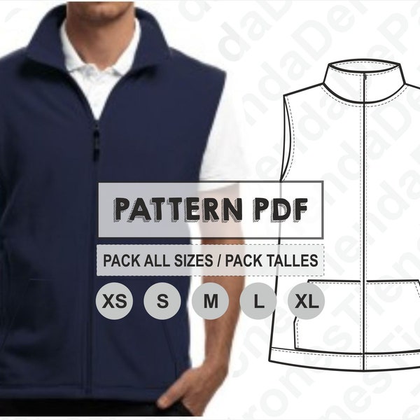 PATTERN Unisex Basic Vest, Patron de couture, Imprimable numériquement, Patron PDF, Pack toutes les tailles XS à Xl. Téléchargement immédiat