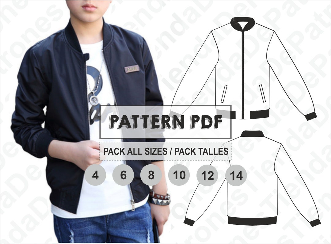 PATTERN Bomber Jacket for Kids, Sewing Pattern, Digital, Pattern PDF