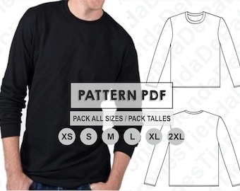 PATTERN Shirt Men Long Sleeve, Sewing Pattern, Digital, Pattern PDF, Pack Size XS - 2XL, Instant Download