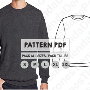 PATTERN Basic Sweatshirt for Men, Sewing Pattern, Digital, Pattern PDF, Pack Size S - 2XL, Instant Download