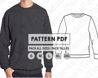 PATTERN Basic Sweatshirt for Men, Sewing Pattern, Digital, Pattern PDF, Pack Size S - 2XL, Instant Download