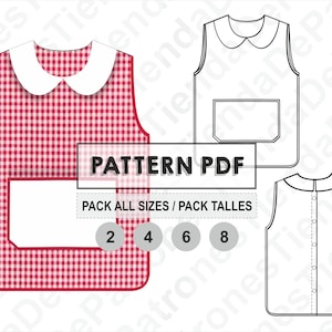 MUSTER Pintorcito Garden Lätzchen, Schnittmuster, druckbares digitales, PDF-Muster, Pack alle Größen 2 bis 8. Sofortiger Download