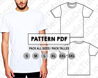 Patron de t-shirt homme, patron de couture, modèle numérique à imprimer, patron PDF, lot de toutes les tailles du S au 3XL. Téléchargement instantané.