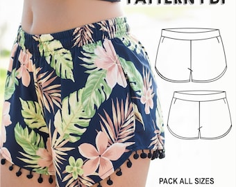PATTERN Short Pants for Womens, Women's Shorts, Sewing Pattern, Digital, Pattern PDF, Pack Size 38 - 46, Instant Download