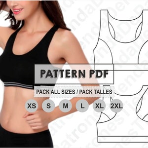 PATTERN Sport Bra Top Women, Women's Sport Bra Top, Sewing Pattern, Digital, Pattern PDF, Pack Size XS - 2XL, Instant Download