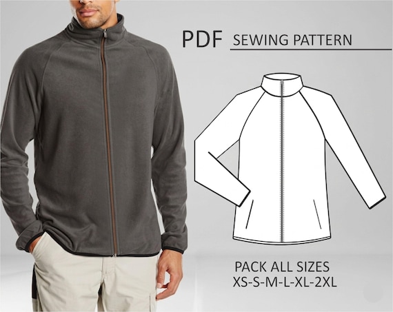 PATRON Campera Buzo de Hombre, Patrón de costura, Digital Imprimible, Patron en PDF, Pack todos los talles XS al 2XL. Descarga Inmediata