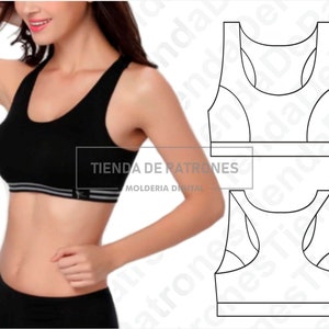 PATTERN Sport Bra Top Women, Women's Sport Bra Top, Sewing Pattern, Digital, Pattern PDF, Pack Size XS 2XL, Instant Download image 2