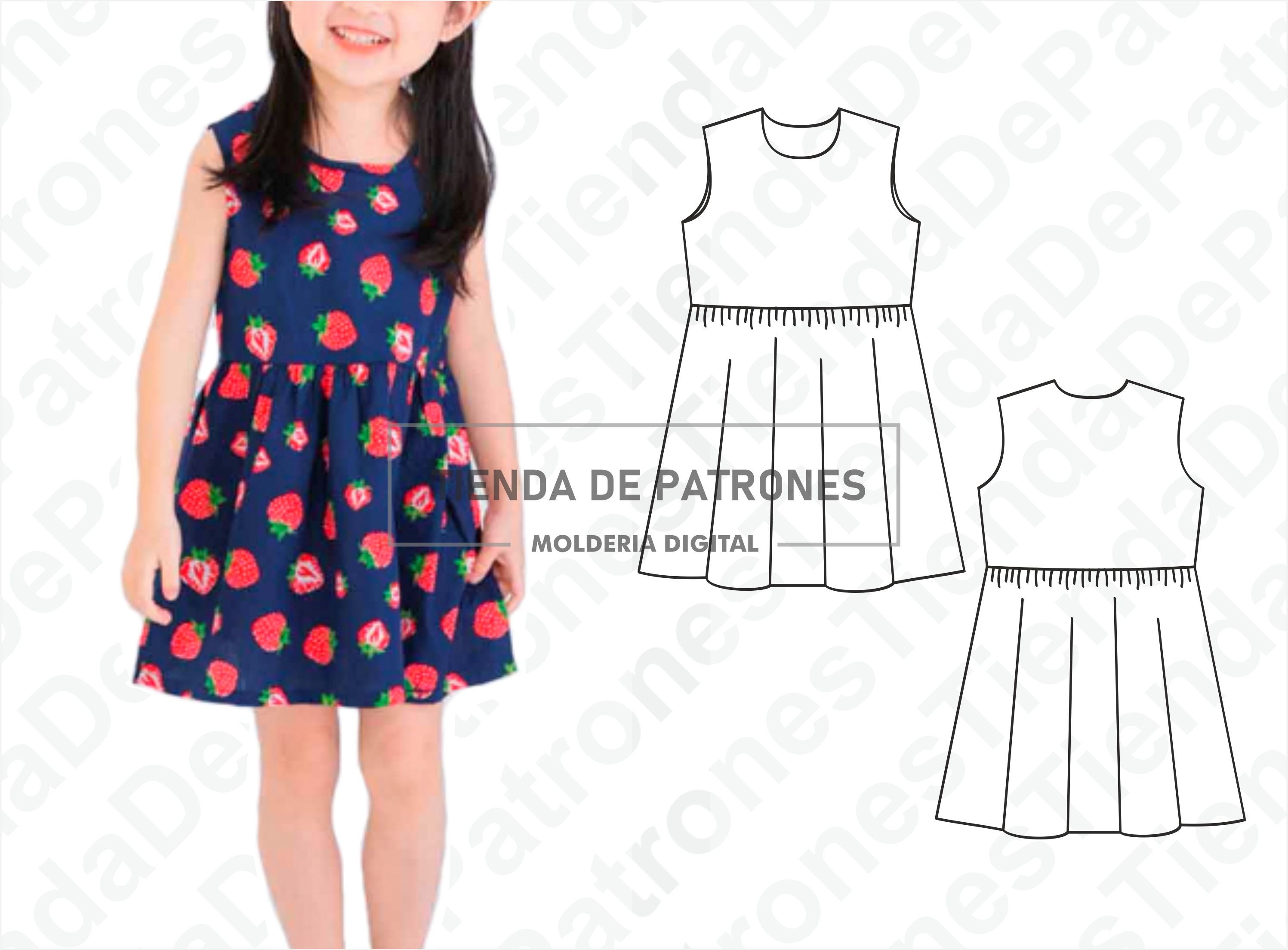 PATRON Vestido Nenas Patron de costura Digital Imprimible Patron PDF Pack todos los talles 4 al 14. Descarga Inmediata Etsy Espana