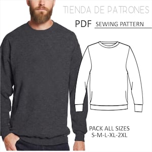 PATTERN Basic Sweatshirt for Men, Sewing Pattern, Digital, Pattern PDF, Pack Size S - 2XL, Instant Download