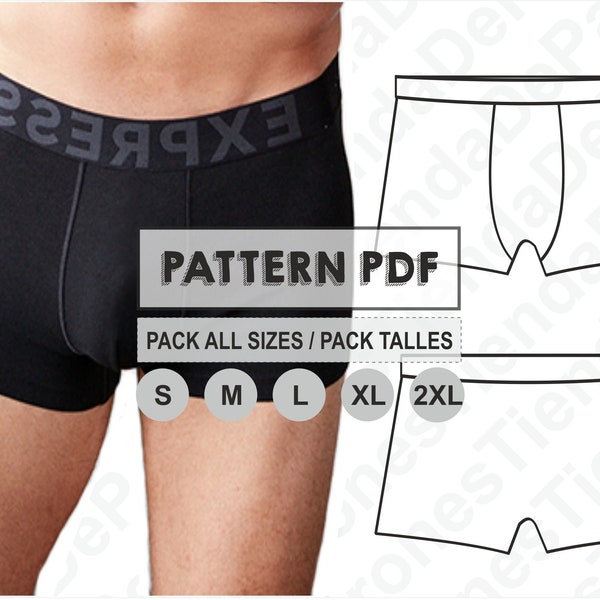 PATTERN Boxer Briefs for Mens, Sewing Pattern, Digital, Pattern PDF, Pack Size S - 2XL, Instant Download