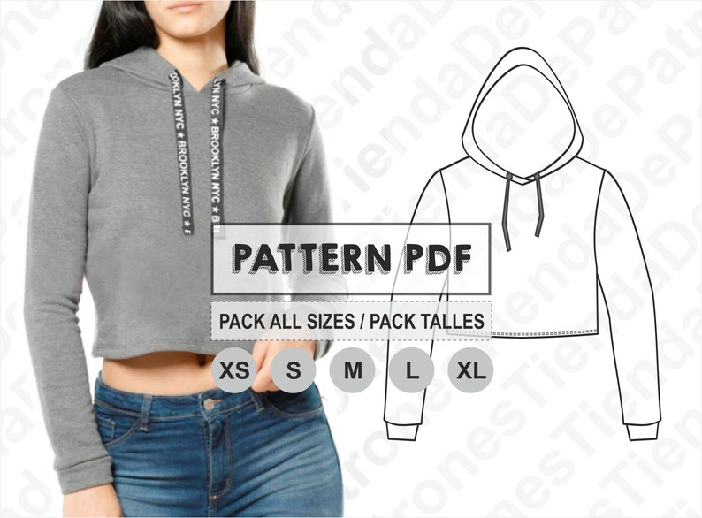 Mönster för damtopp/tröja, sömnadsmönster, digitalt utskrivbart, PDF-mönster, paket med alla storlekar XS till XL. Fri frakt bild 1
