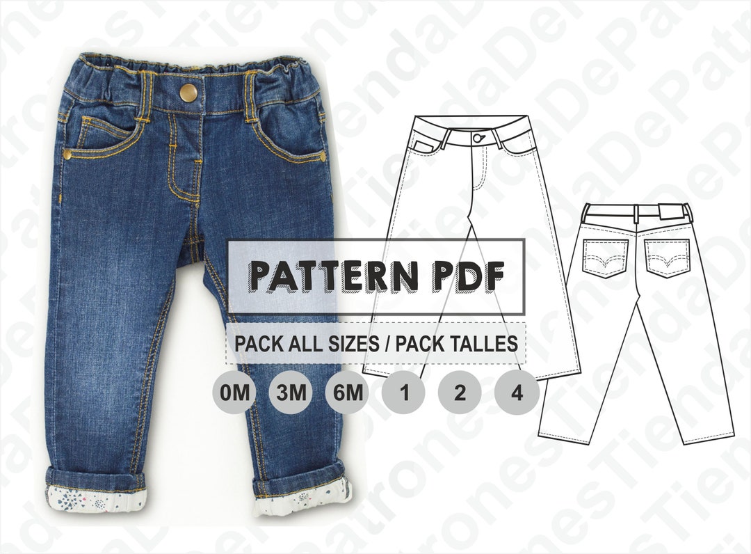 PATTERN Baby Denim Pants, Jean Pants for Babies, Sewing Pattern