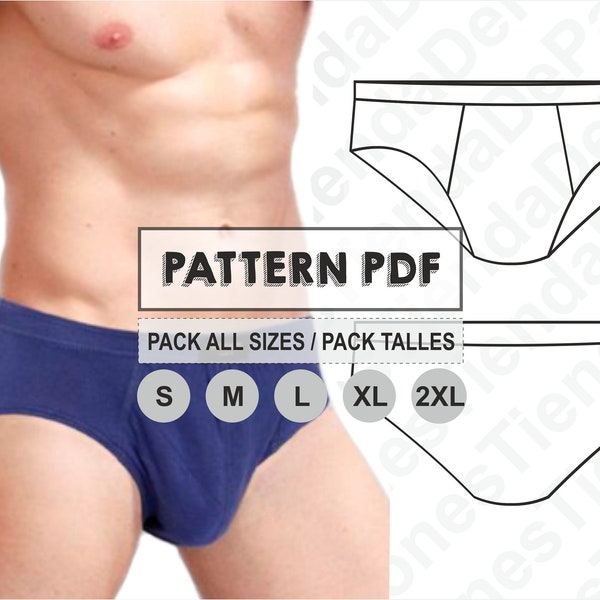 PATTERN Men's Slip, Sewing Pattern, Digital Print, PDF Pattern, Pack toutes les tailles S à 2XL. Téléchargement immédiat