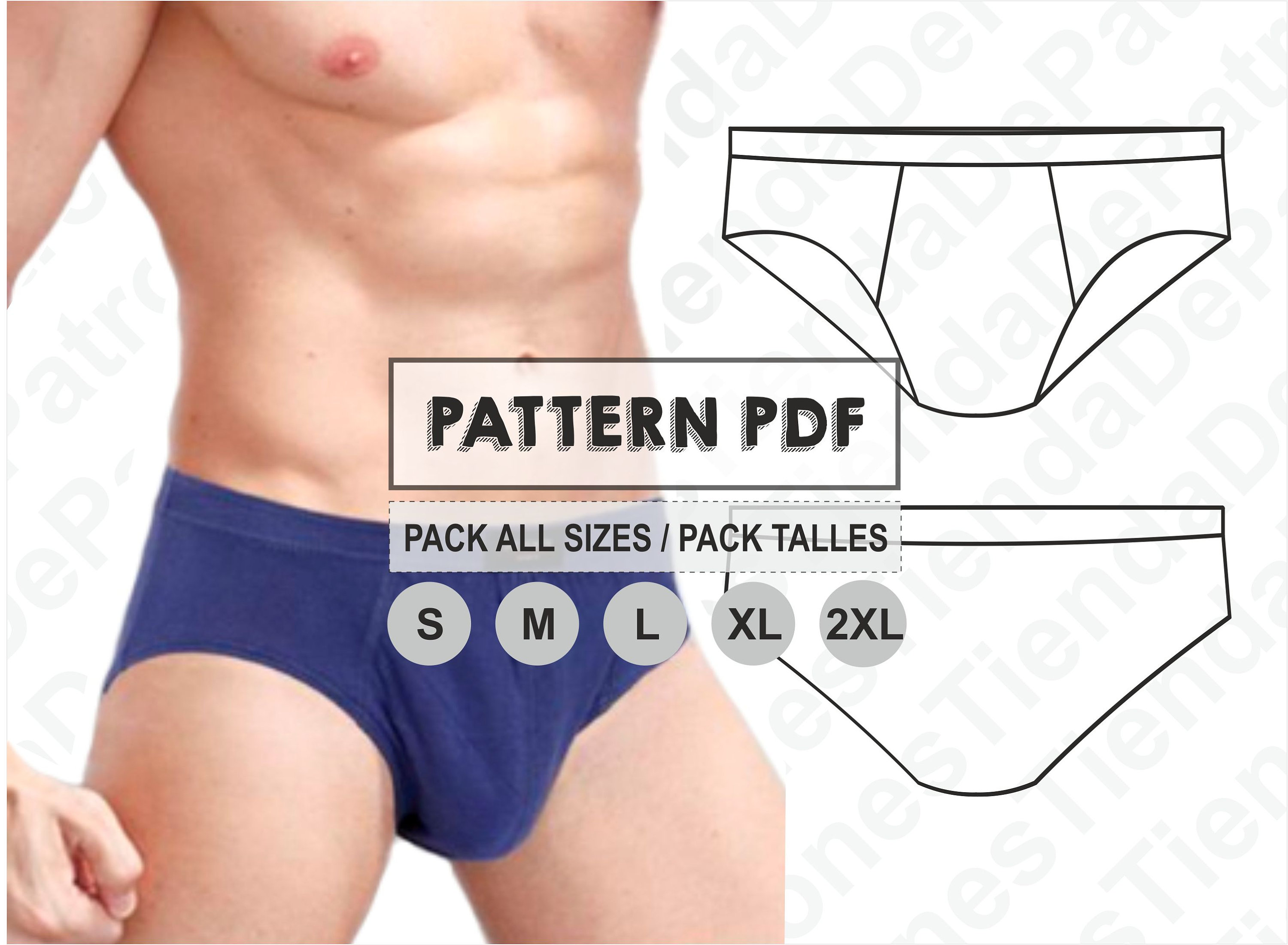 Mens Briefs / PDF Sewing Pattern / 6 Sizes: Xs to Xxl / 