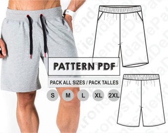 PATTERN Short Sport Pants for Men, Sewing Pattern, Digital, Pattern PDF, Pack Size S - 2XL, Instant Download