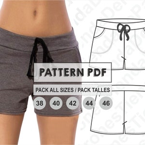 PATTERN Short Sport Pants for Womens, Women's Shorts, Sewing Pattern, Digital, Pattern PDF, Pack Size 38 - 46, Instant Download