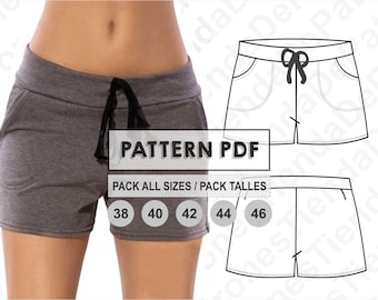 PATTERN Short Sport Pants for Womens, Women's Shorts, Sewing Pattern, Digital, Pattern PDF, Pack Size 38 - 46, Instant Download