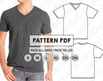 PATTERN T-Shirt Collar V for Men, Sewing Pattern, Digital, Pattern PDF, Pack Size S - 3XL, Instant Download