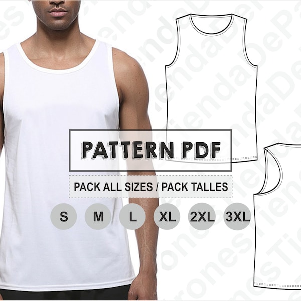PATTERN Tank Top for Men, Sewing Pattern, Digital, Pattern PDF, Pack Size S - 3XL, Instant Download