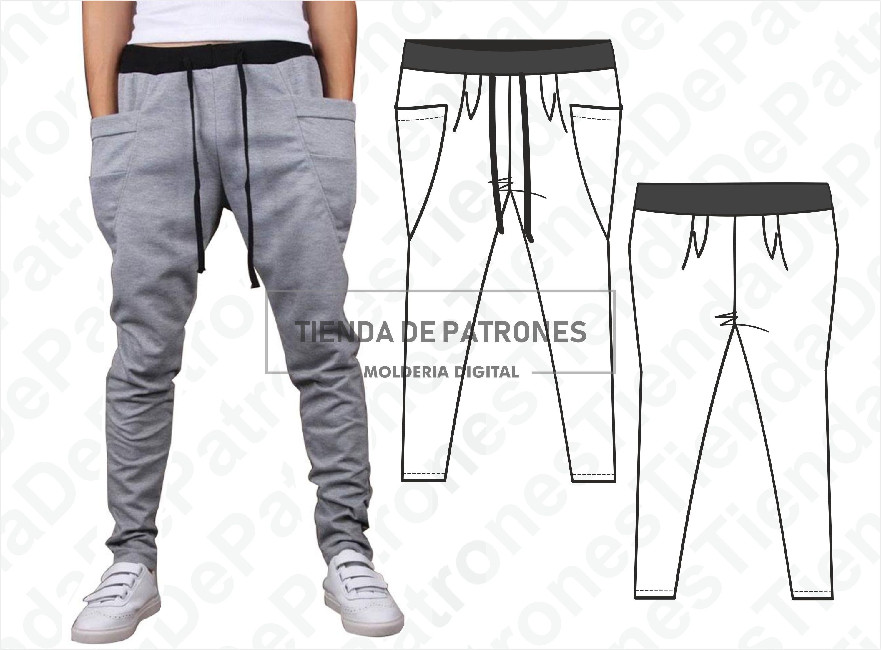 PATRON Pantalon Jogging Chupin Hombre Patrón de costura | Etsy México