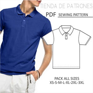 PATTERN Polo Shirt for Men, Sewing Pattern, Digital, Pattern PDF, Pack Size XS - 3XL, Instant Download