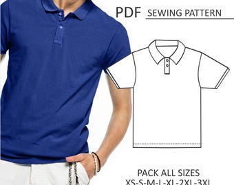 PATTERN Polo Shirt for Men, Sewing Pattern, Digital, Pattern PDF, Pack Size XS - 3XL, Instant Download