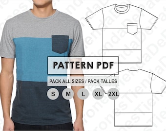 PATTERN T-Shirt Stripes for Men, Sewing Pattern, Digital, Pattern PDF, Pack Size S - 2XL, Instant Download