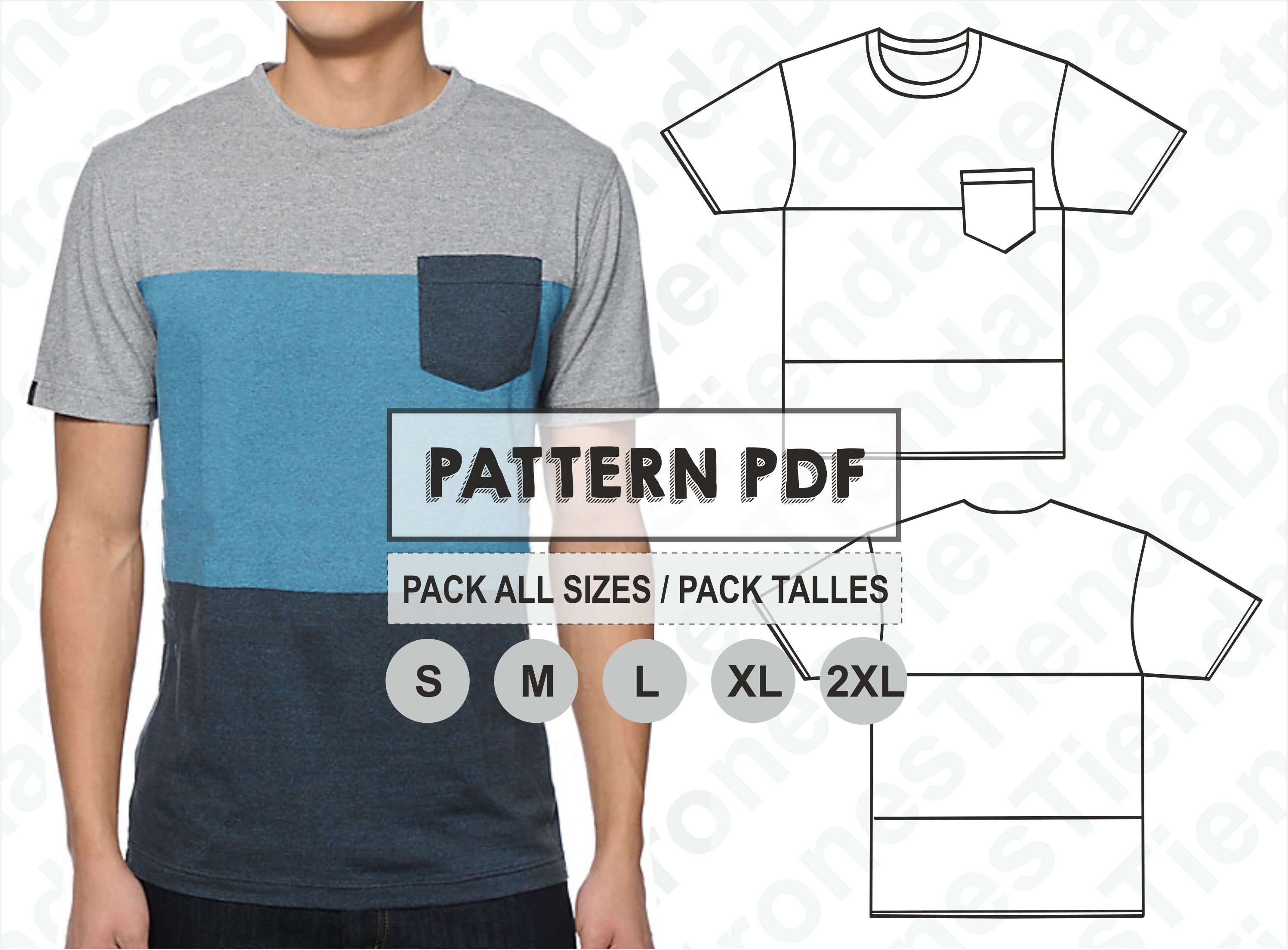 PATTERN T-Shirt Stripes for Men, Sewing Pattern, Digital, Pattern PDF, Pack Size S - 2XL, Instant Download