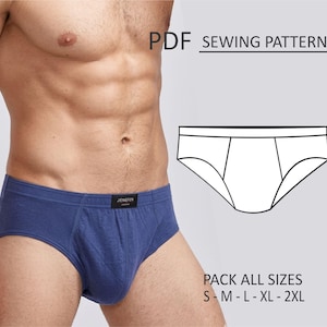 PATTERN Slip-on Briefs for Men, Sewing Pattern, Digital, Pattern PDF, Pack Size S - 2XL, Instant Download