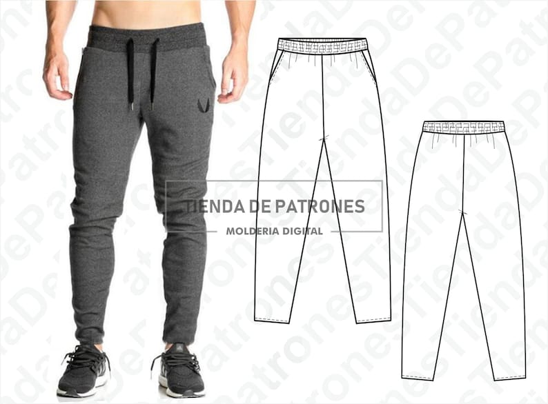 PATTERN Skinny Jogging Pant for Men, Sewing Pattern, Digital, Pattern PDF, Pack Size S 2XL, Instant Download image 2