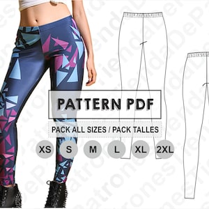 PATRON Calza Legging Mujer, Patrón de Costura, Digital Imprimible, Patron en PDF, Pack todos los talles XS al 2XL. Envío Gratis