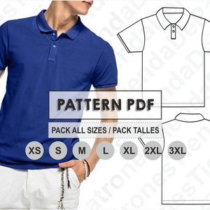 PATTERN Polo Shirt for Men, Sewing Pattern, Digital, Pattern PDF, Pack Size XS - 3XL, Instant Download