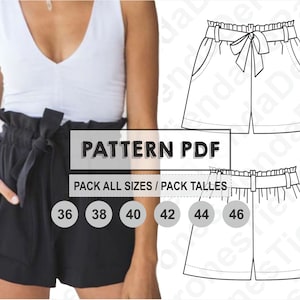 PATTERN Short Pants for Womens, Women's Shorts, Sewing Pattern, Digital, Pattern PDF, Pack Size 36 - 46, Instant Download