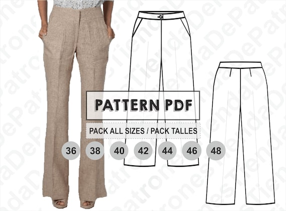 Patrón pantalón clásico con pinzas mujer descargable en PDF