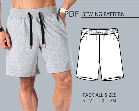 PATRON Short Hombre, Patrón de costura, Digital Imprimible, Patron PDF, Pack todos los talles S al 2XL. Descarga Inmediata