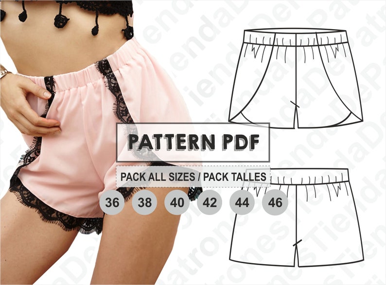 PATTERN Short Pants for Womens, Women's Shorts, Sewing Pattern, Digital, Pattern PDF, Pack Size 36 - 46, Instant Download 