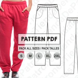 PATTERN Men's Jogging Pants, Sewing Pattern, Digital Print, PDF Pattern, Pack toutes les tailles S à 2XL. Téléchargement immédiat