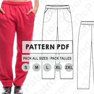 PATTERN Men's Jogging Pants, Sewing Pattern, Digital Print, PDF Pattern, Pack toutes les tailles S à 2XL. Téléchargement immédiat