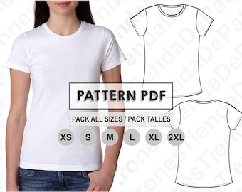 PATTERN T-Shirt for Womens, Women's T-Shirts, Sewing Pattern, Digital, Pattern PDF, Pack Size XS - 2XL, Instant Download