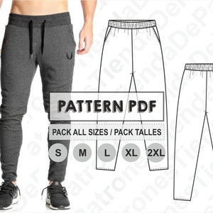 PATTERN Skinny Jogging Pant for Men, Sewing Pattern, Digital, Pattern PDF, Pack Size S 2XL, Instant Download image 1