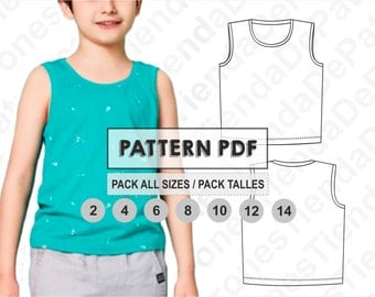 PATTERN Tank Top for Kids, Tank Top for Children, Sewing Pattern, Digital, Pattern PDF, Pack Size 2 - 14, Instant Download