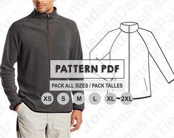 PATTERN Man's Jacket Raglan Sleeve, Sewing Pattern, Digital, Pattern PDF, Pack Size XS - 2XL, Instant Download