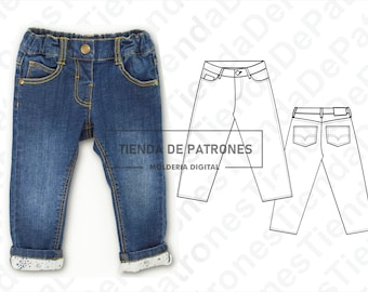 PATRON Pantalón Jean Bebes, Patrón de costura, Digital Imprimible, Patron  PDF, Pack todos los talles Descarga Inmediata
