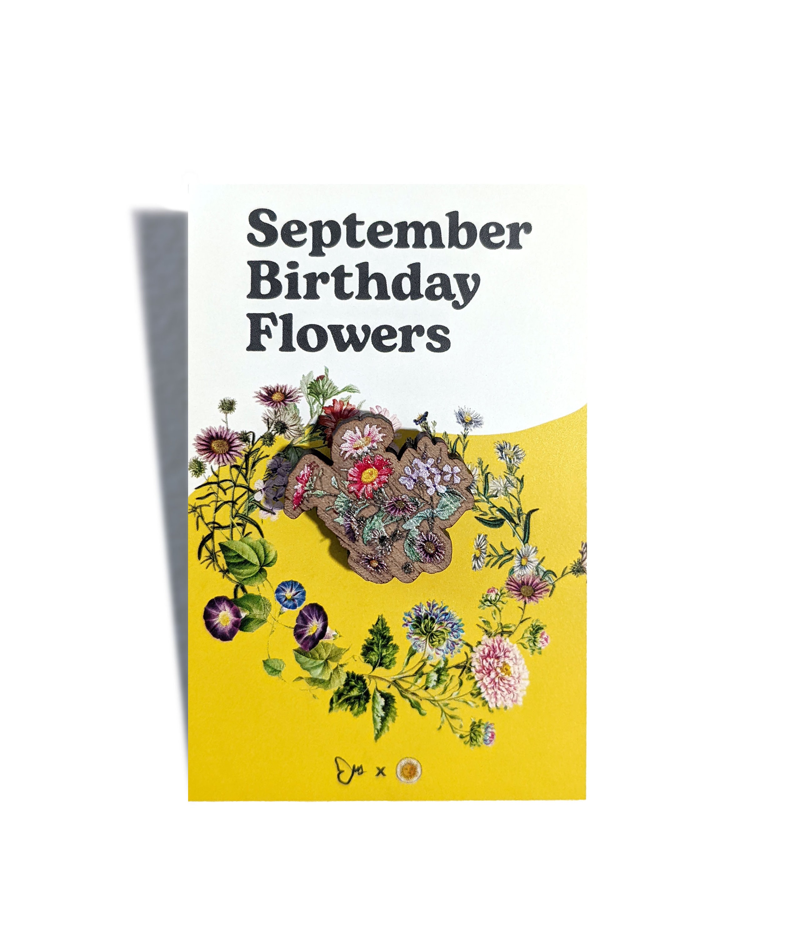 September Birthday Flowers Wooden Pin Happy Birthday Gift - Etsy