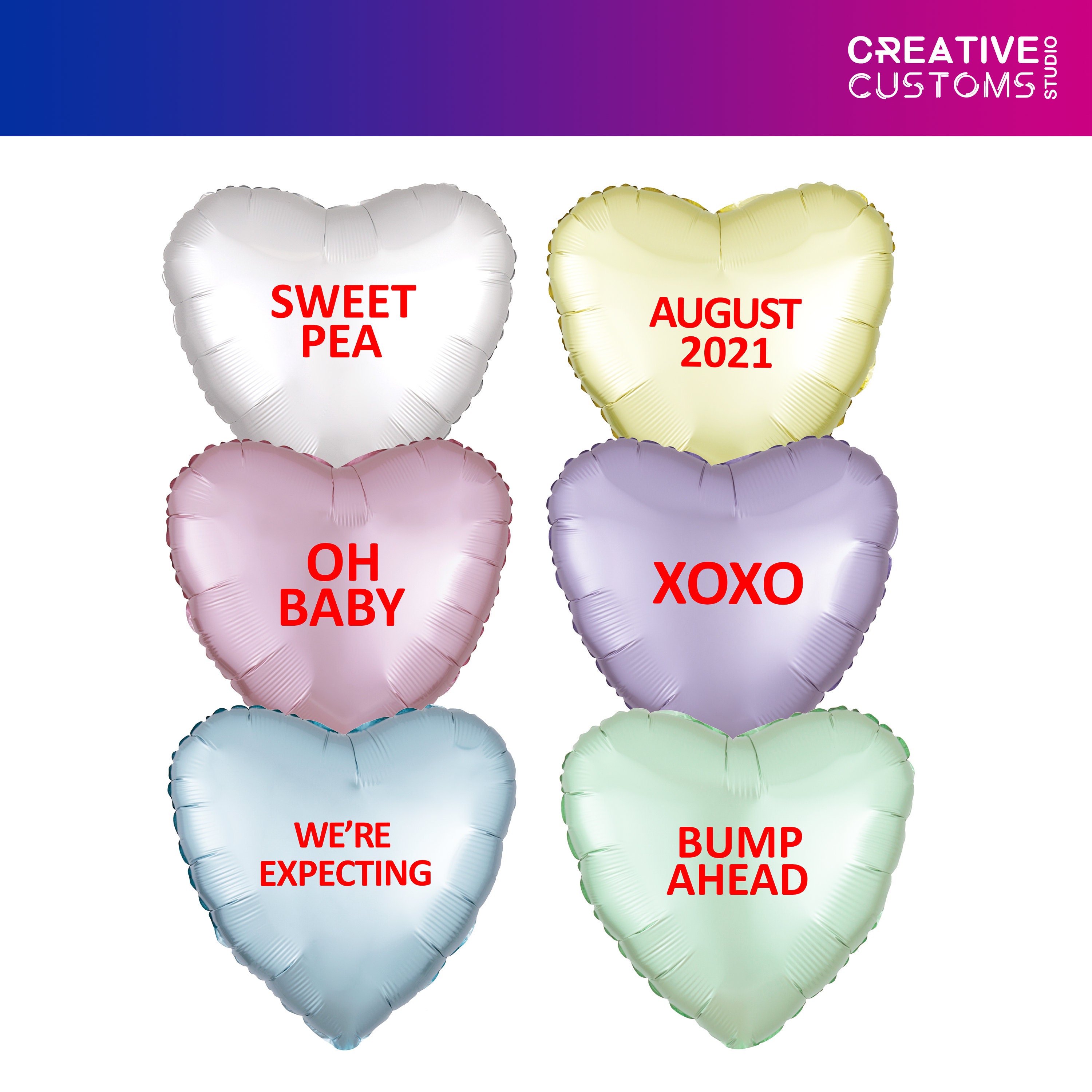 Baby Announcement Balloons Satin finish Candy heart balloons Etsy