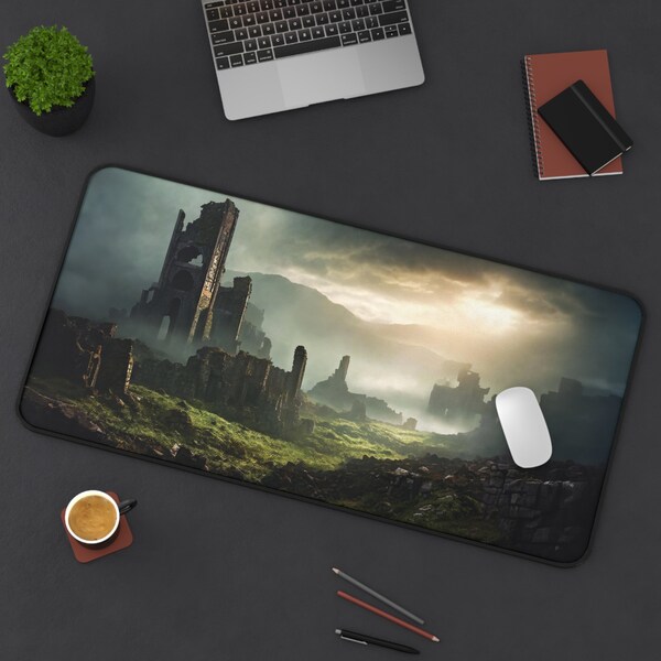 Ancient Ruins Desk Mat, Fantasy Mouse Pad, Gaming Mousepad XL, Stylish Desk Décor, Gamer Mouse Pad, Gamer Gift