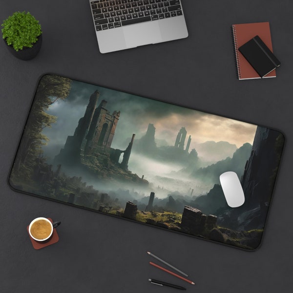 Ancient Ruins Desk Mat, Fantasy Mouse Pad, Gaming Mousepad XL, Stylish Desk Décor, Gamer Mouse Pad, Gamer Gift