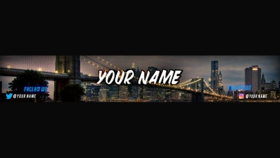 City Nights Youtube Banner Template Etsy