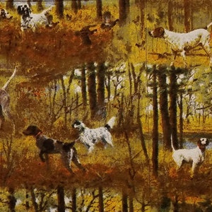 Woodsy hunting dog scene- unique table runner