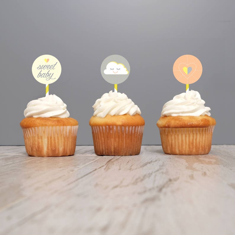 Cloud Baby Shower Cupcake Toppers Baby Shower Cupcakes Etsy Cloud Baby Shower Cupcake Toppers Baby Shower Cupcakes Etsy